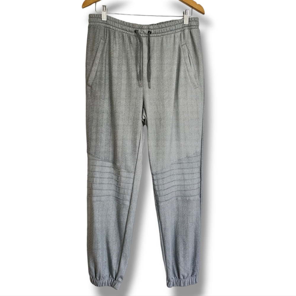 TAHARI Joggers Womens Size L Grey Pull On Moto Pants Loose Fit Drawstring Pocket